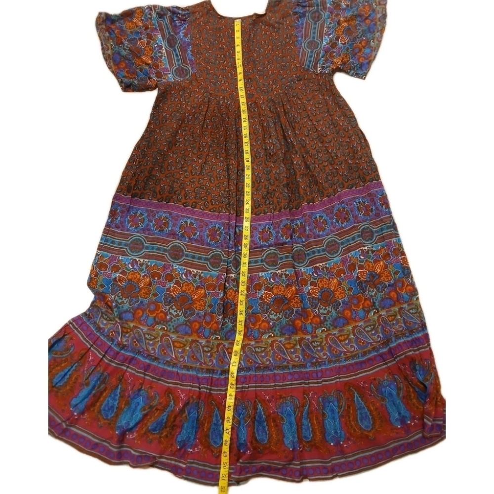 Vintage 90s Erika Taylor Bold Multicolored Lightweight Cotton Artsy Dress LARGE